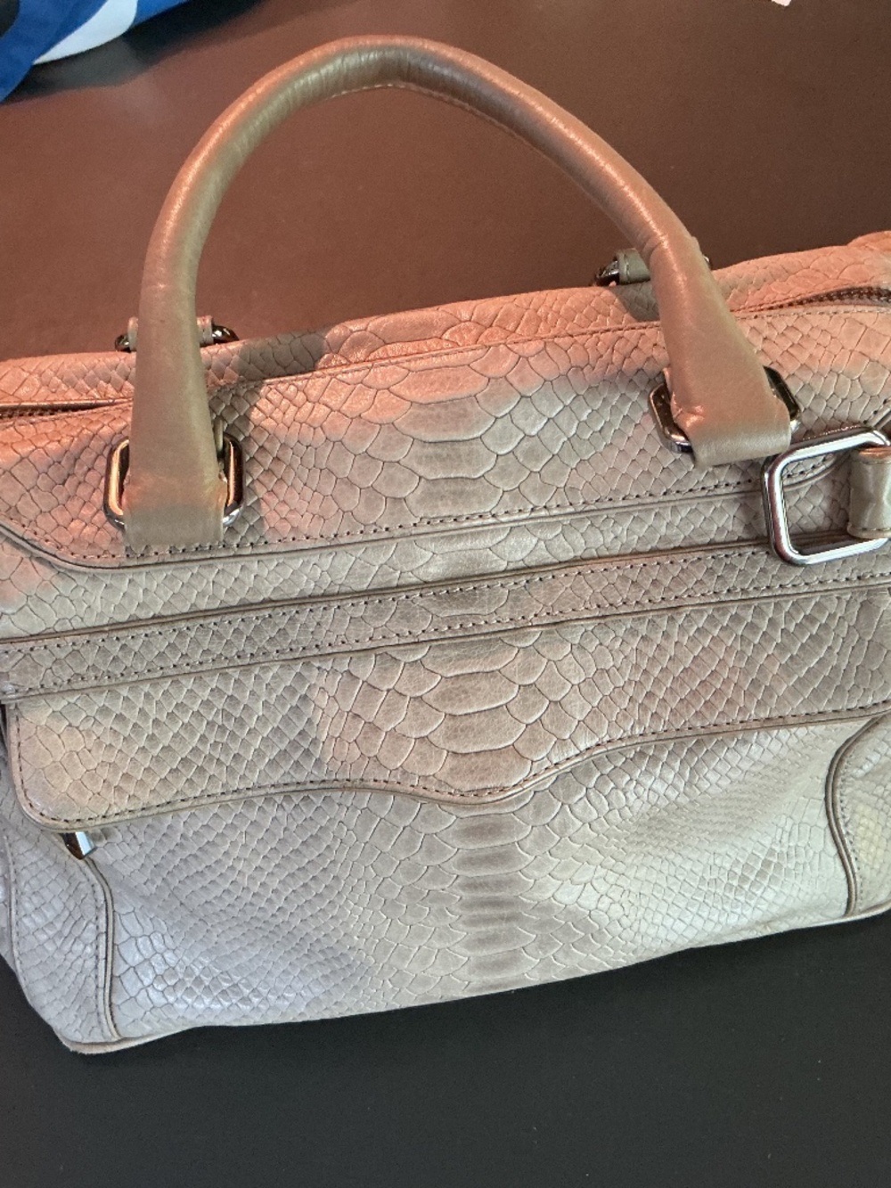 Rebecca minkoff croc leather mab satchel Greige.